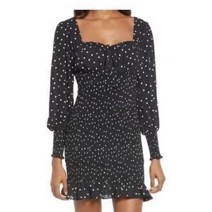 Rowa Black Polka Dot mini long sleeve Dress sz small